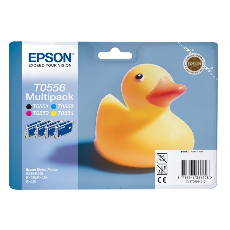 Epson T0556 Noir couleur Pack de 4 Cartouches d'encre d'origine - Livraison offerte