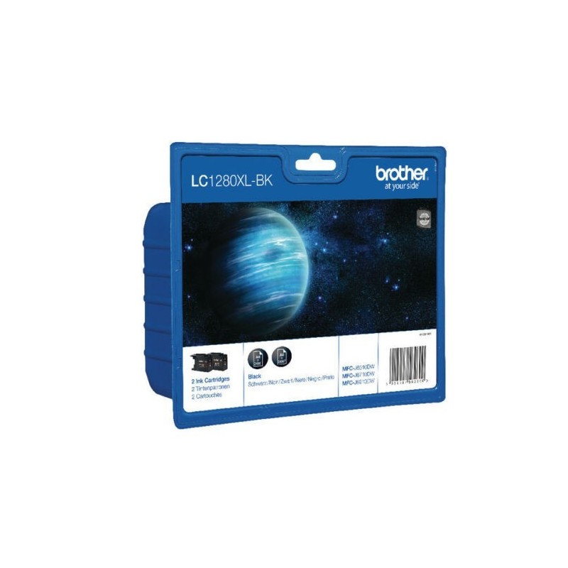 Brother LC1280XL-BK Noir Pack de 2 cartouches authentiques au meilleur prix - Livraison offerte