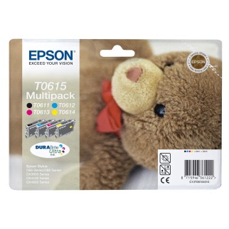 Epson T0615 Noir couleur Ourson Pack de 4 Cartouches d'encre d'origine pas cher - Livraison offerte
