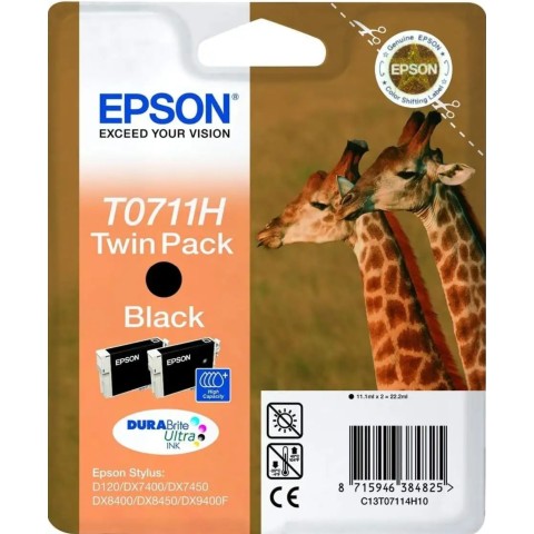 Epson T0711H Noir Girafes Pack de 2 Cartouches d'encre d'origine