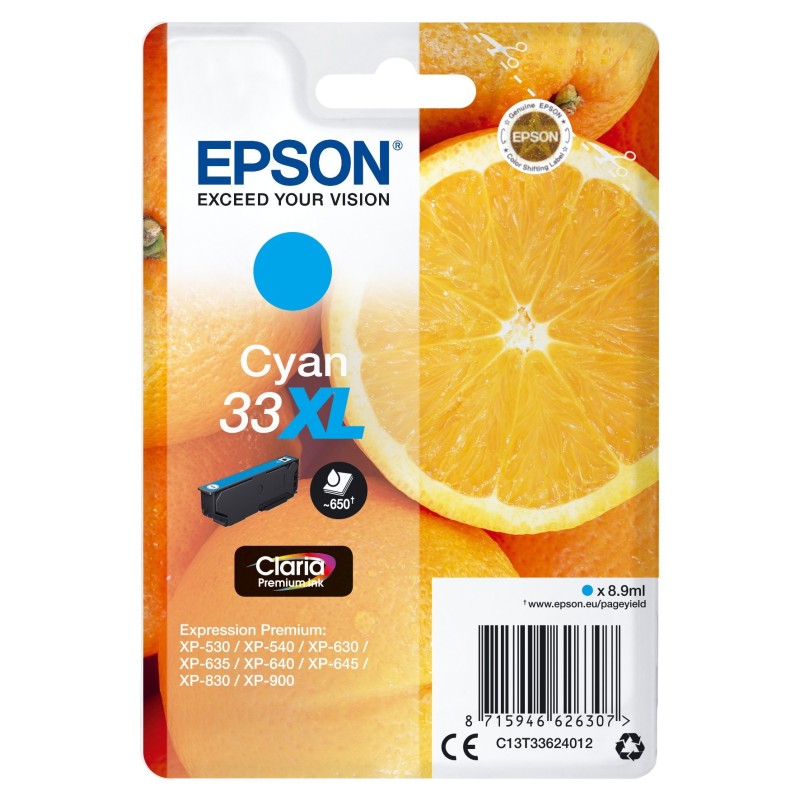 Epson 33XL Cyan Cartouche authentique au meilleur prix - Livraison offerte