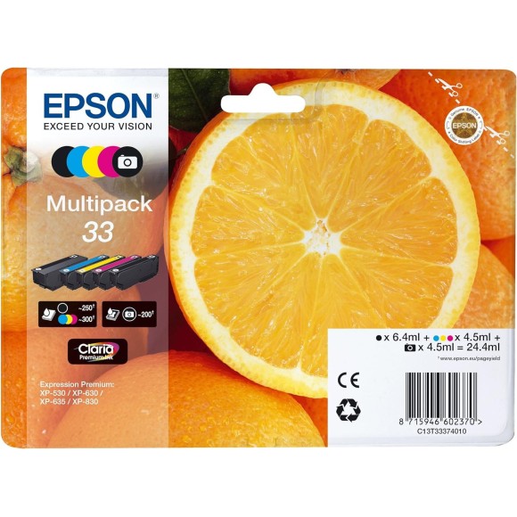 Epson 33 Noir couleur Pack de Cartouches originales