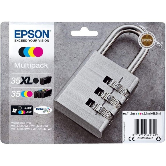 Epson 35XL Noir + 35 couleur Cadenas Pack de cartouches authentiques moins cher - Livraison offerte