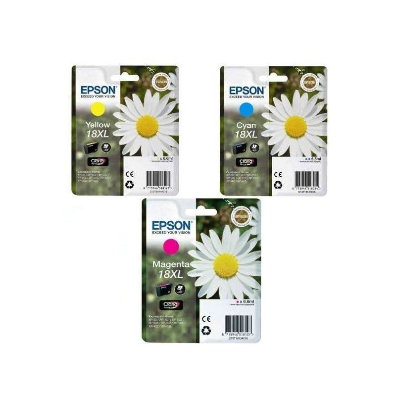 Epson 18XL Couleur Pâquerette Pack de 3 Cartouches authentiques au meilleur prix - Livraison offerte