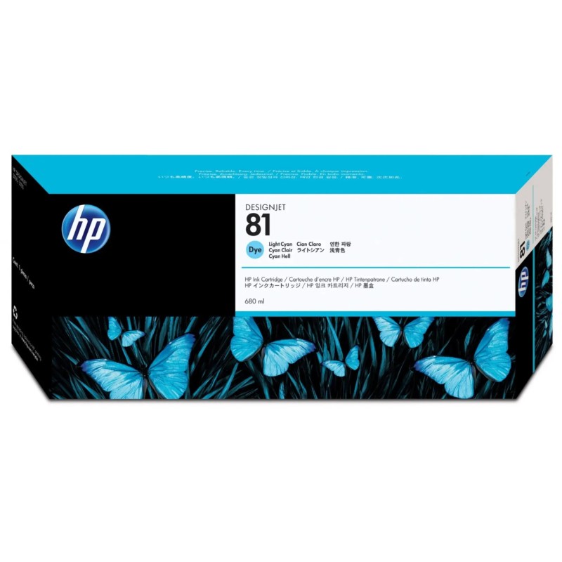 HP 81 Light Cyan d'origine C4934A - Livraison offerte