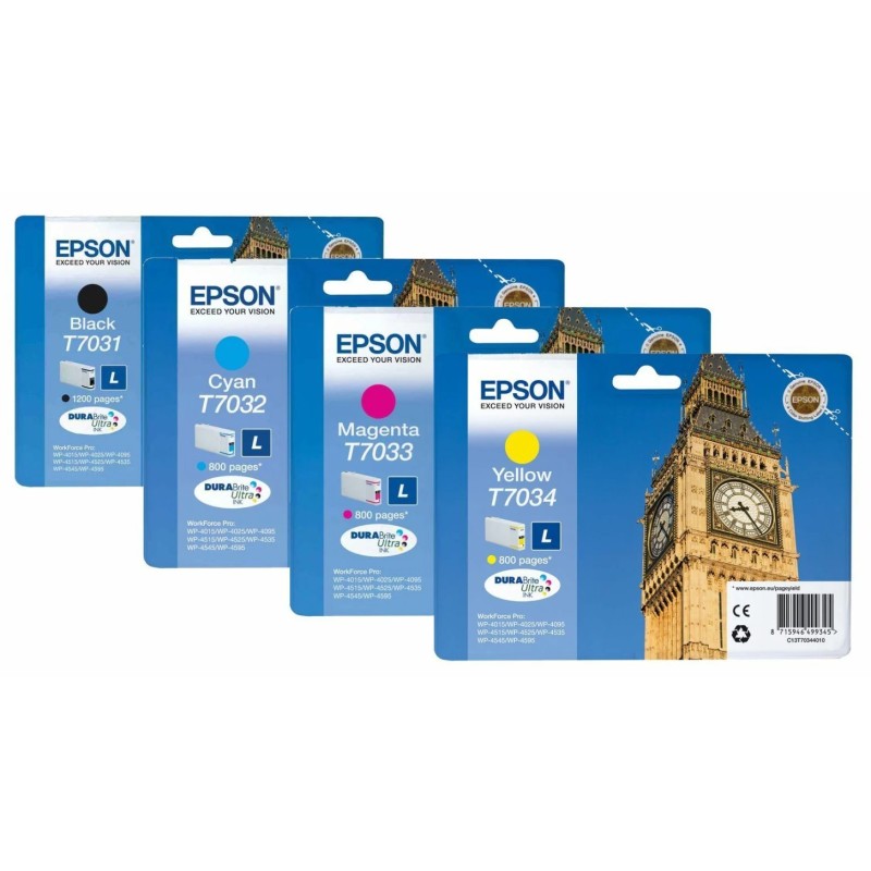 Epson T7031/7032/7033/7034 Big Ben Pack de 4 Cartouches d'encre d'origine