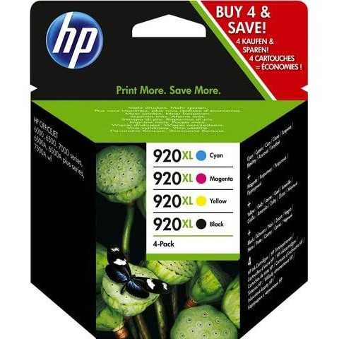 HP 920XL Noir couleur Pack de 4 Cartouches authentiques au meilleur prix