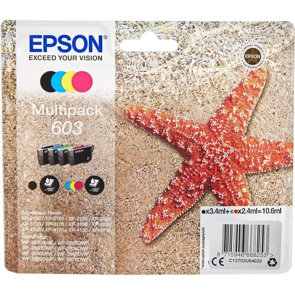 Epson 603 Noir couleur Etoiles de mer Pack de Cartouches originales