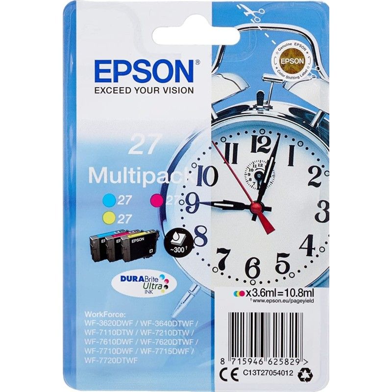 Epson 27 Couleur Réveil Pack de cartouches authentiques au meilleur prix - Livraison offerte