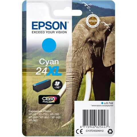 Epson 24XL Cyan Eléphant Cartouche authentique pas cher - Livraison offerte