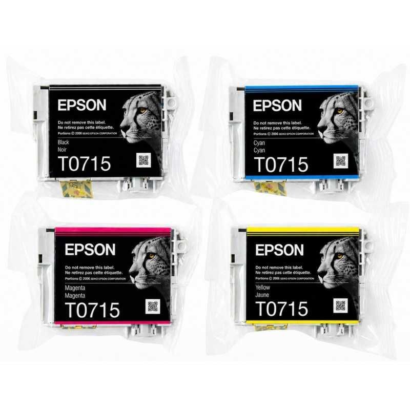 Epson T0715 Noir couleur Guépard Pack de 4 cartouches d'origine pas cher - Livraison offerte