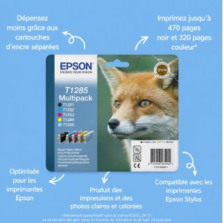 Epson T1285 Noir couleur Renard Pack au meilleur prix - Livraison offerte