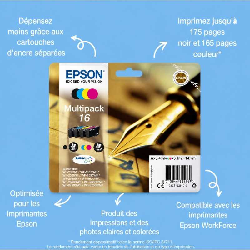 Epson 16 Noir couleur Stylo plume Pack au meilleur prix pas cher - Livraison offerte