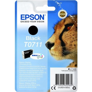 Epson T0711 Noir Guépard Cartouche authentique au meilleur prix - Livraison offerte