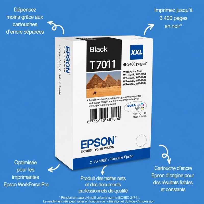 Epson T7011 XXL Noir Pyramide d'origine pas cher - Livraison offerte