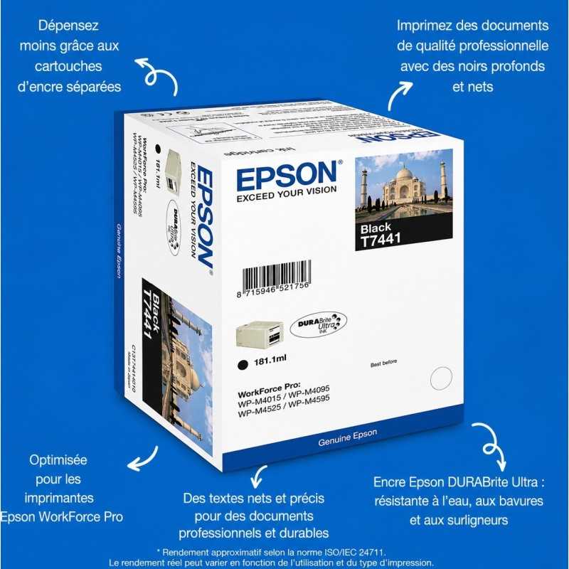 Cartouche Epson T7441 Noir Taj mahal d'origine pas cher - Livraison offerte