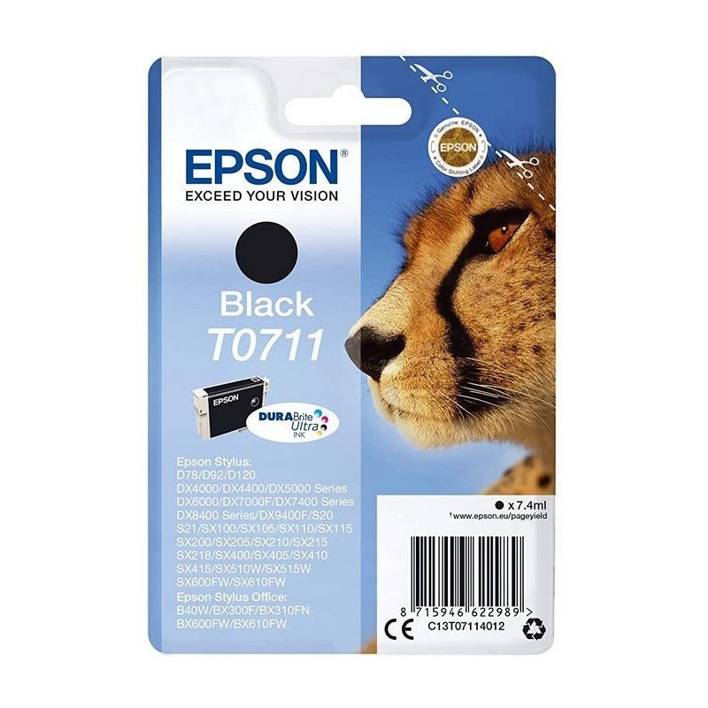 Epson T0711 Noir Guépard Cartouche authentique au meilleur prix