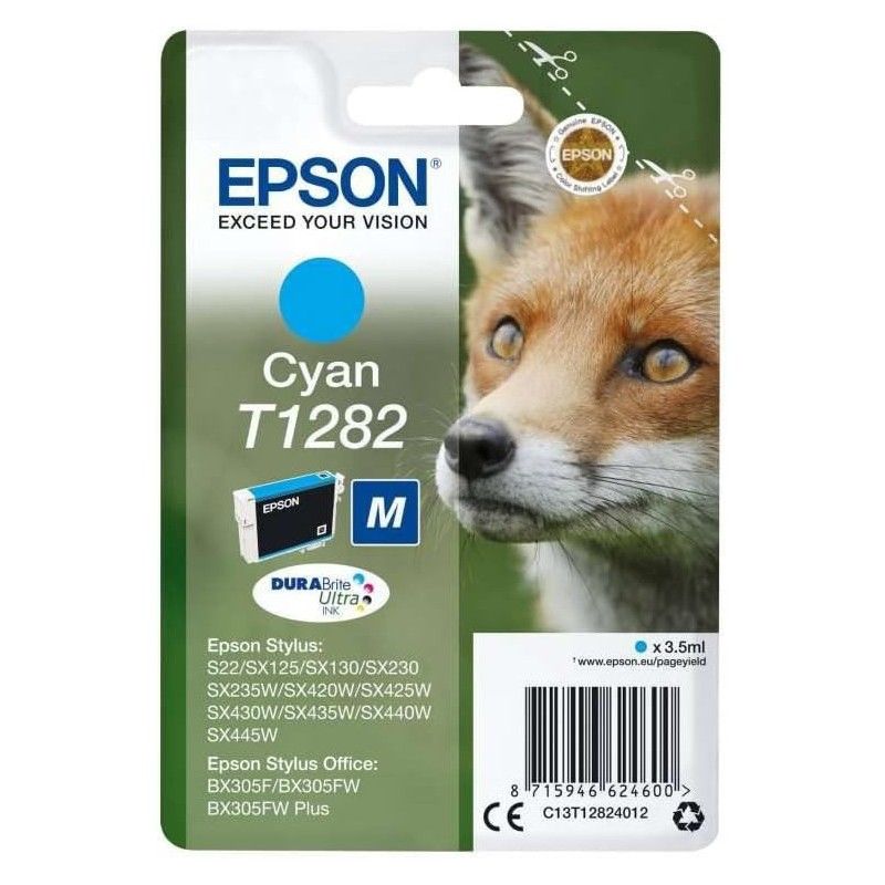 Epson T1282 Cyan Renard authentique au meilleur prix - Livraison offerte