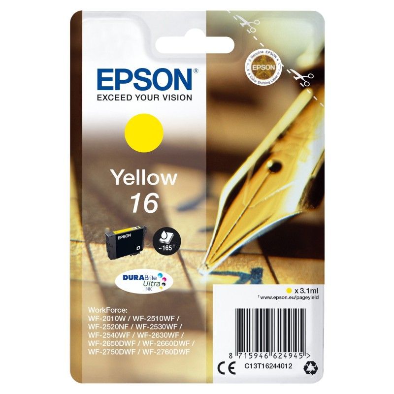 Epson 16 Jaune Stylo plume Cartouche authentique au meilleur prix - Livraison offerte