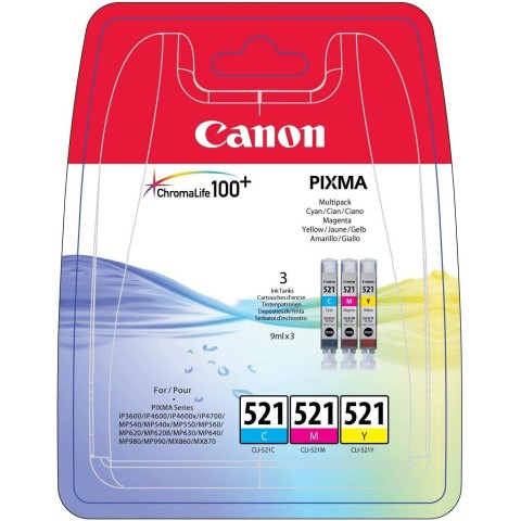 Canon CLI-521 Couleur Pack de cartouches authentiques au meilleur prix