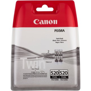 Canon PGI-520BK Noir Pack de 2 cartouches authentiques pas cher - Livraison offerte