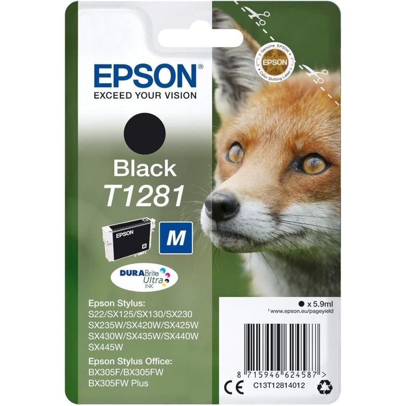 Epson T1281 Noir Renard Cartouche authentique au meilleur prix - Livraison offerte