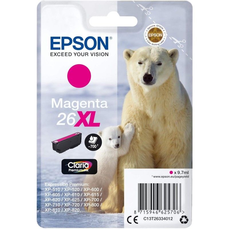 Epson 26XL Magenta Ours polaire Cartouche authentique au meilleur prix - Livraison offerte