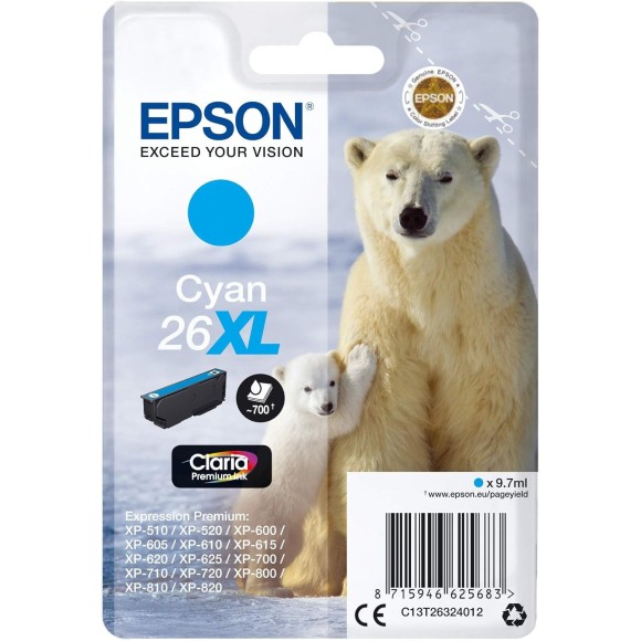 Epson 26XL Cyan Cartouche originale