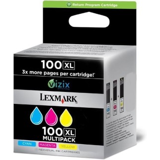 Lexmark 100XL Couleur Pack de cartouches authentiques au meilleur prix - Livraison offerte