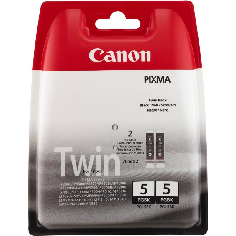 Canon PGI-5BK Noir Pack de 2 cartouches authentiques au meilleur prix - Livraison offerte
