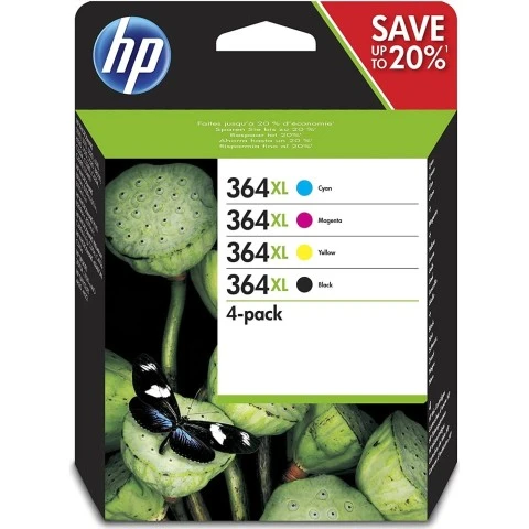 HP 364XL Noir couleur Pack de 4 cartouches d'origine pas cher - Livraison offerte