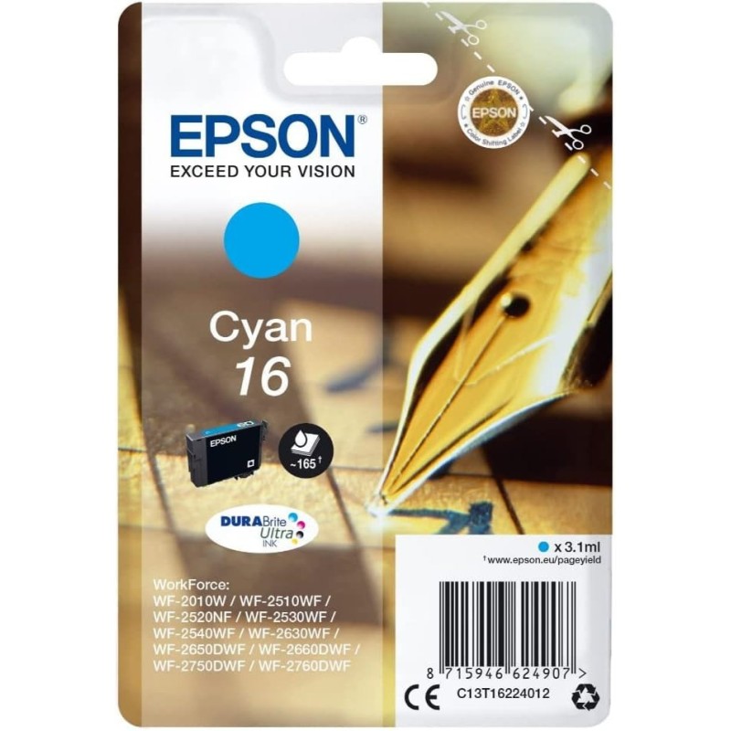 Epson 16 Cyan Stylo plume Cartouche authentique au meilleur prix