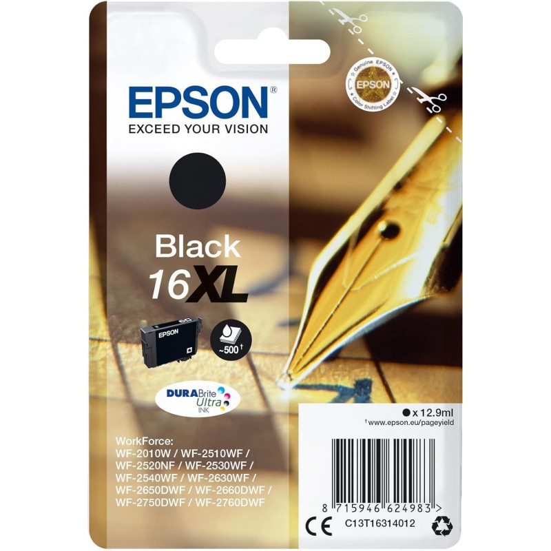 Epson 16XL Noir Stylo plume Cartouche authentique au meilleur prix - Livraison offerte