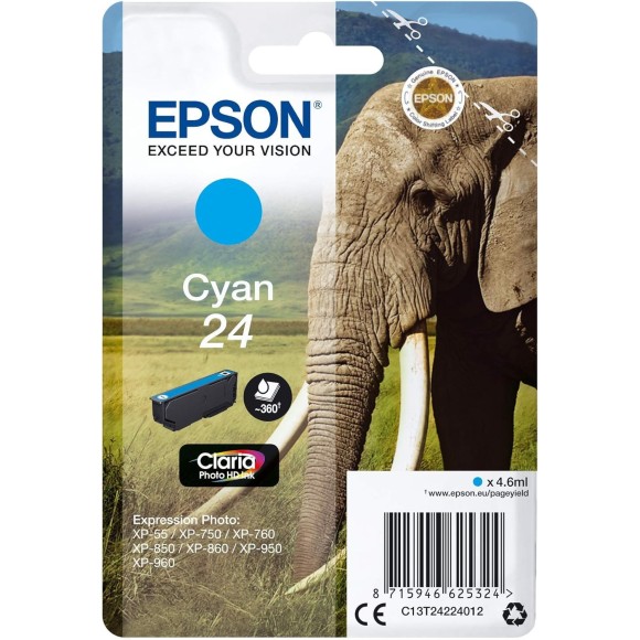Epson 24 Cyan Éléphant Cartouche originale