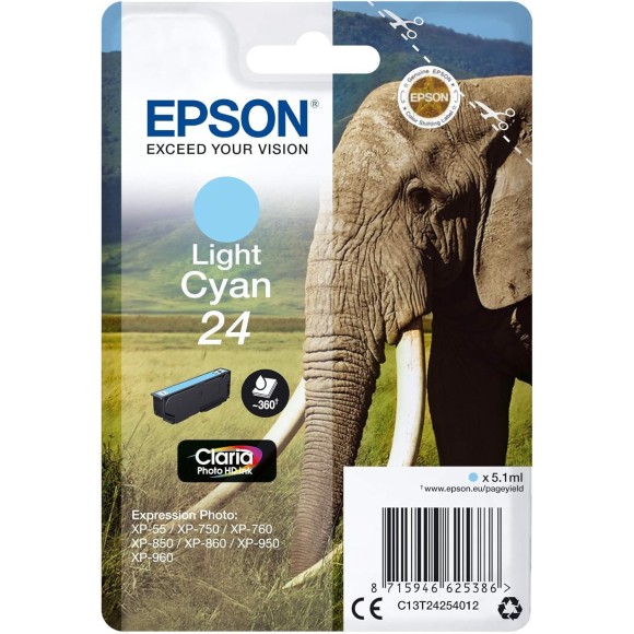 Epson 24 Cyan clair Éléphant Cartouche originale