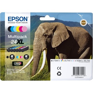 Epson 24XL Noir couleur Eléphant Pack de cartouches authentiques au meilleur prix - Livraison offerte
