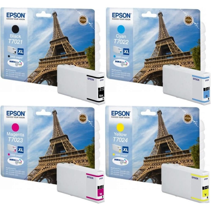 Epson T7021XL/T7022XL/T7023XL/T7024XL Tour Eiffel Pack de 4 cartouches d'origine