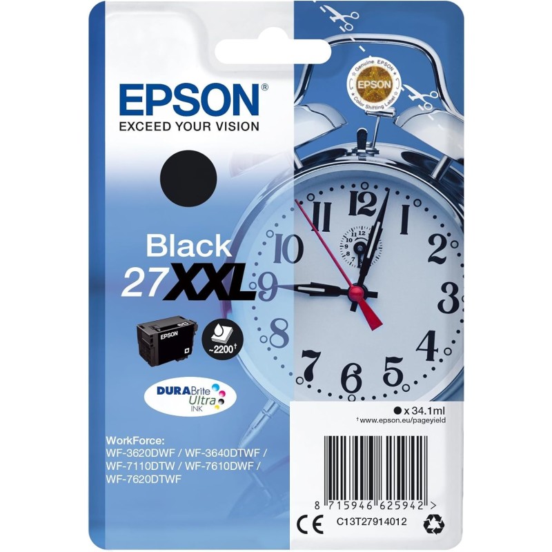 Epson 27XXL Noir Réveil Cartouche authentique au meilleur prix