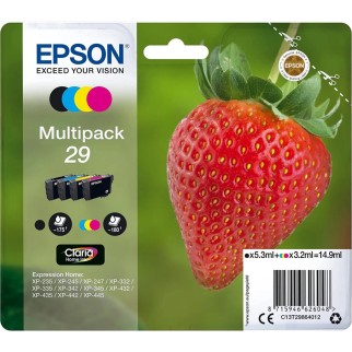 Epson 29 Noir couleur Fraise Pack de 4 Cartouches d'encre d'origine pas cher - Livraison offerte